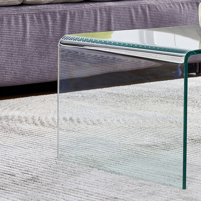 Modern Rectangular Waterfall Design Tempered Glass Coffee Table gallery