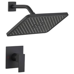 BWE Matte Black Single Handle Square Shower Faucet Set High Pressure Shower Head