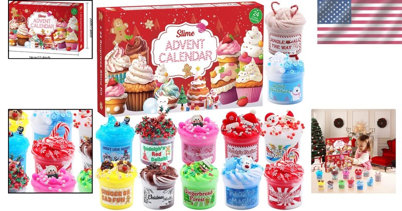 Exciting Slime Countdown Calendar for Christmas with Fun Mix Ins and Accessories gallery