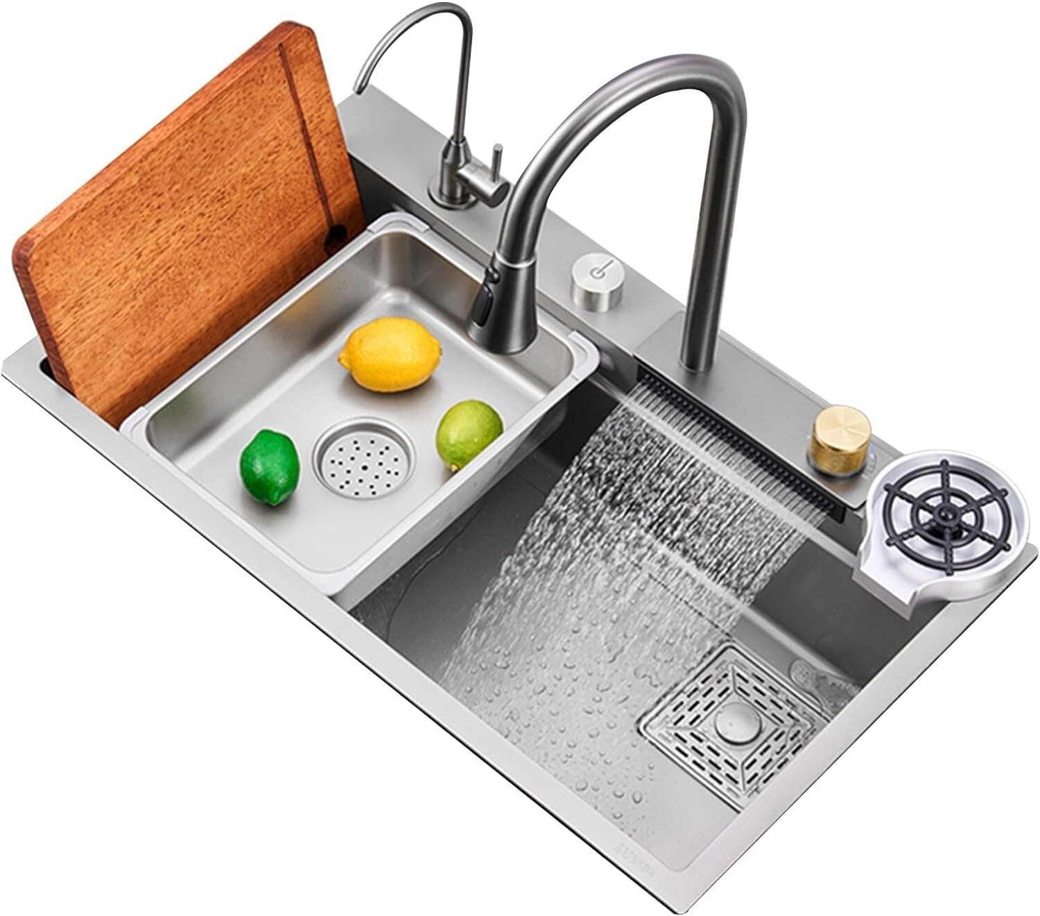 Flying Rain Stainles Steel Watefall Kitchen Sink w PullDown Faucet Gray 31.5INCH gallery