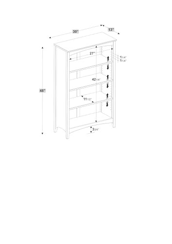 Shaker Style 4 Shelf Bookcase / Solid Wood / High / Adjustable 48" Brown gallery