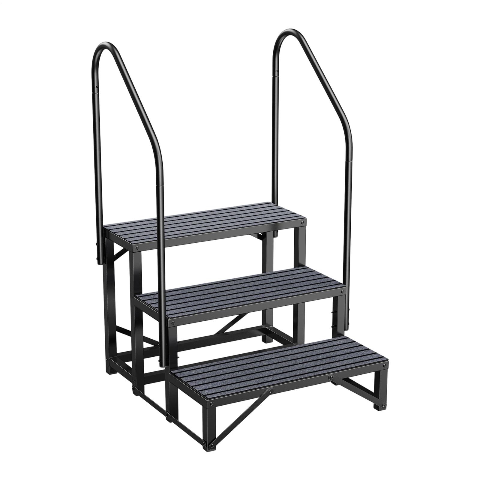 3 Steps RV Steps Outdoor Stairs w/ Handrails & Non-Slip Step Mat Brand New- gallery