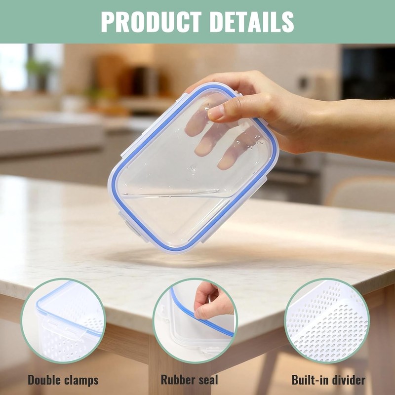 3 Pack Fruit Storage Containers for Fridge, Produce Saver Vegetable Container wi gallery