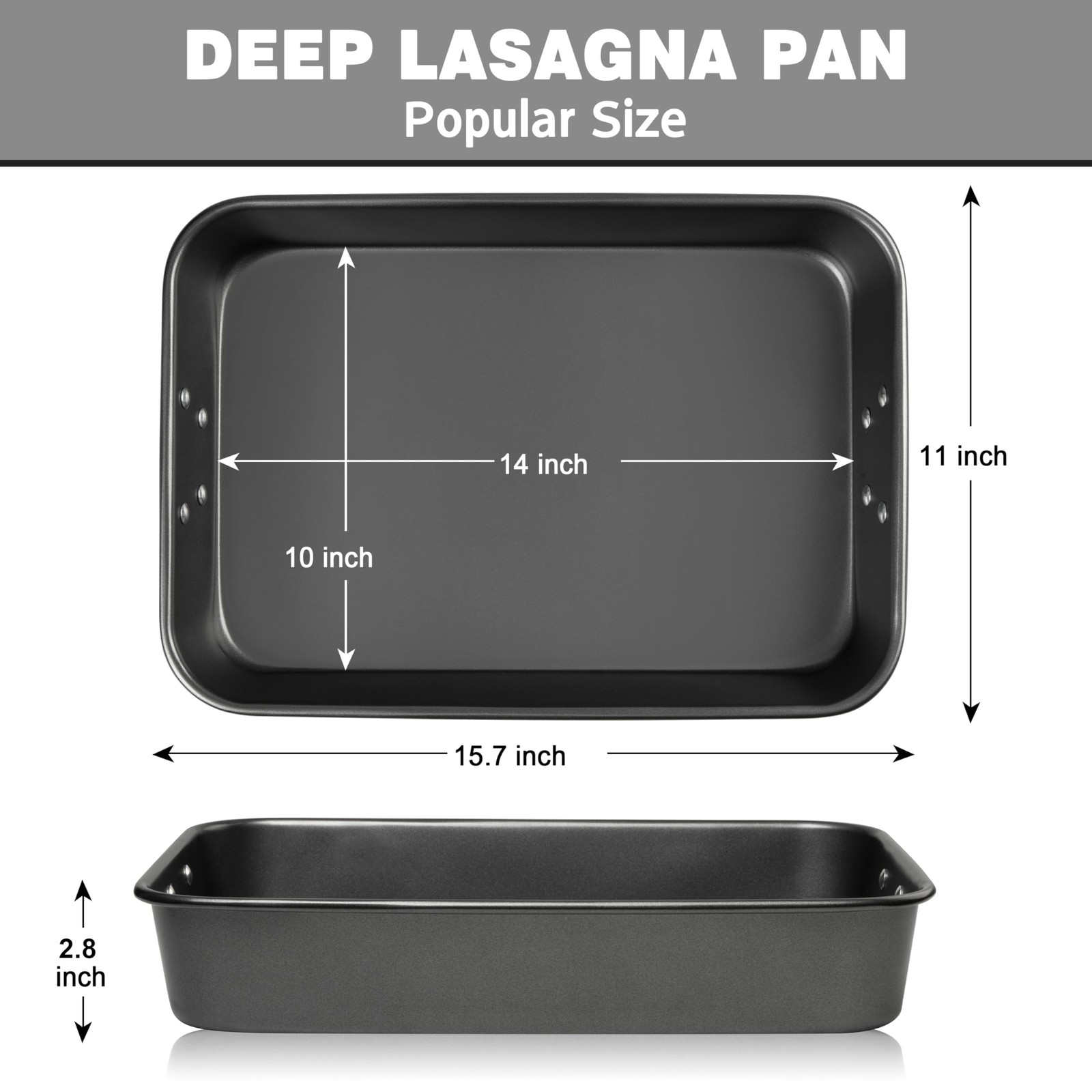 Lasagna Pan 15x10x3 Inch Baking Pan for Oven Nonstick Roasting Pan with Handl gallery