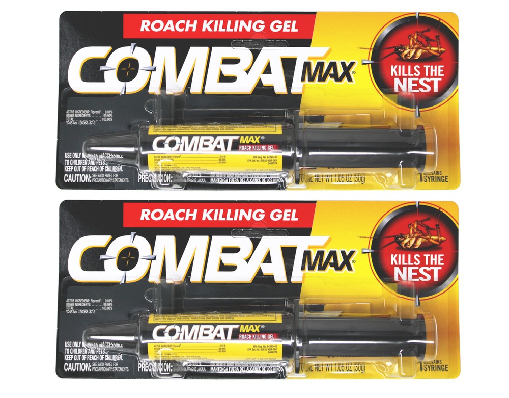 Combat Max Roach Killing Gel for Indoor and Outdoor Use, 1 Syringe, 2 Pack