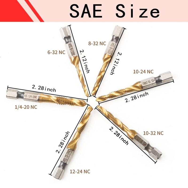 Titanium Combination Drill Tap Bit Set 13PCS for SAE and Metric Tap Bits Kit gallery