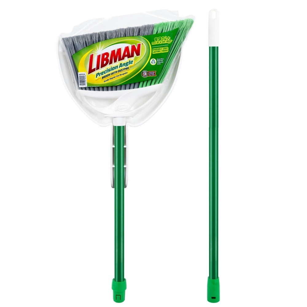 2 Piece Steel Handle Angle Broom and Dustpan Green Steel Handle gallery