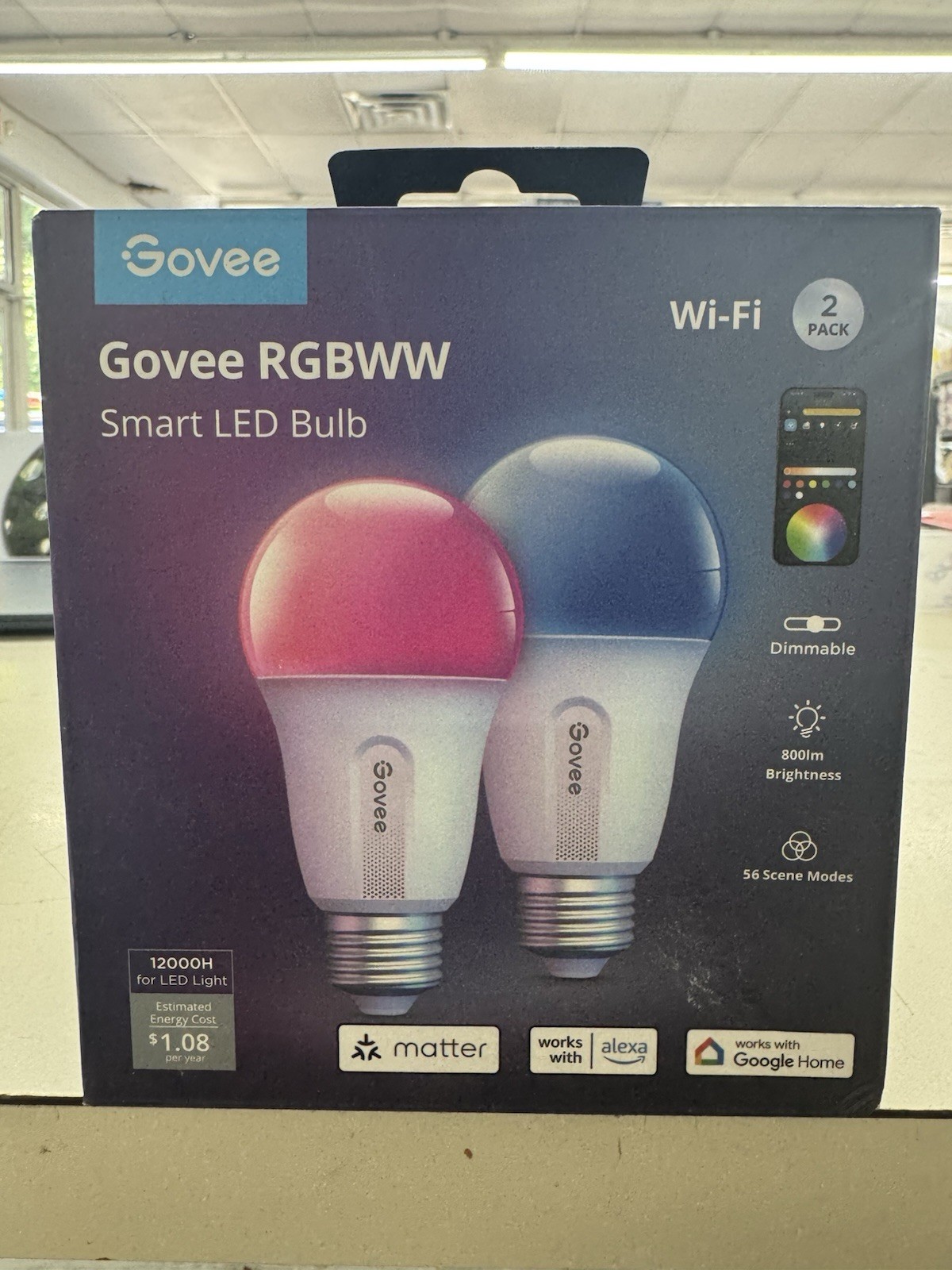 Govee RGBWW Smart LED Bulb 2 Pack Wi-Fi Dimmable Alexa Google 800 lumens H6004 gallery