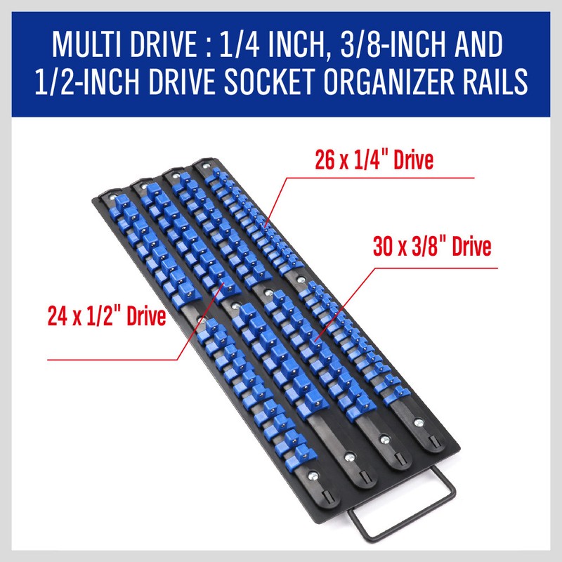 80 Industrial ABS Mountable Socket Storage Rail Rack Holder Organize 1/4 3/8 1/2 gallery