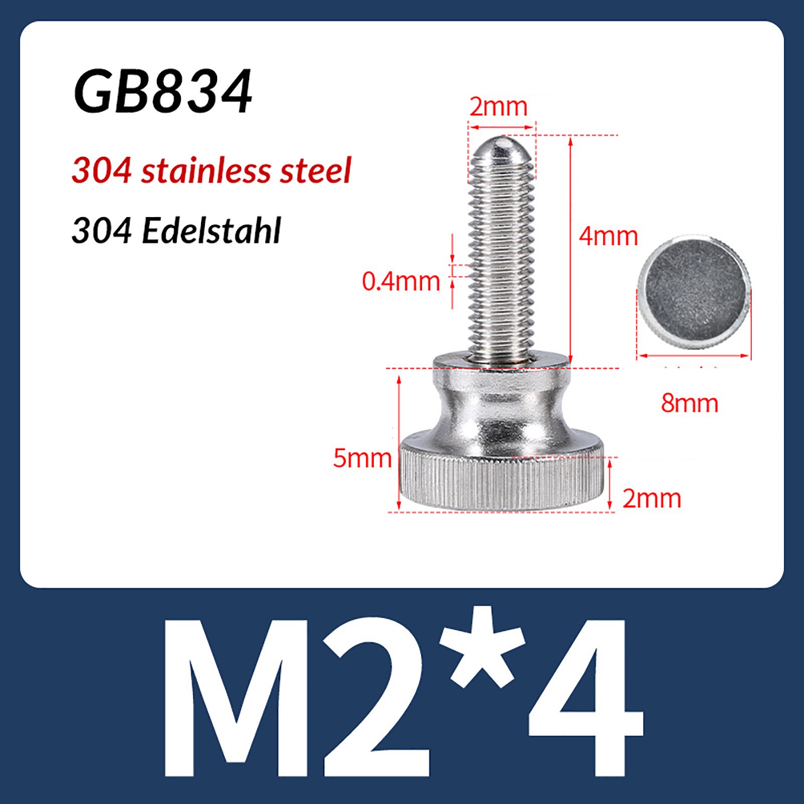 KNURLED THUMB SCREWS A2 STAINLESS STEEL HAND TURN KNOB BOLTS M2 M2.5 M3 M4 - M10 gallery