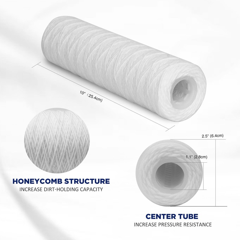 4 Pack 2.5" x 10" String Wound Sediment Water Filter Whole House RO Replacement gallery