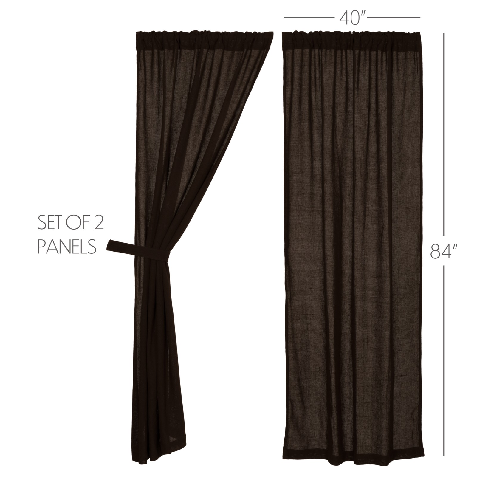 Farmhouse 84"x40" Panel Pair Brown Rod Pocket Burlap Window Curtains VHC Brands gallery