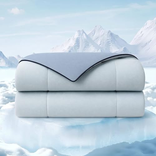 Breathable Cooling Comforter 90x90 | Lightweight Cooling Full/Queen Light Blue