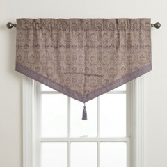 PAIR Croscill Malabar Amethyst Ascot Valances Purple Gray Paisley NEW Tassels