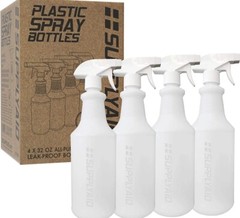 SUPPLYAID Heavy Duty Leak-Proof Plastic Spray Bottles (4 Pk, 32 Oz, All-Purpose)