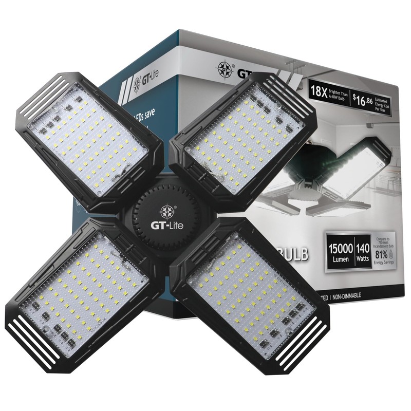15,000 Lumen LED Adjustable 4 Panel Bulb, Uses Only 140W, Daylight, E26 Base,... gallery