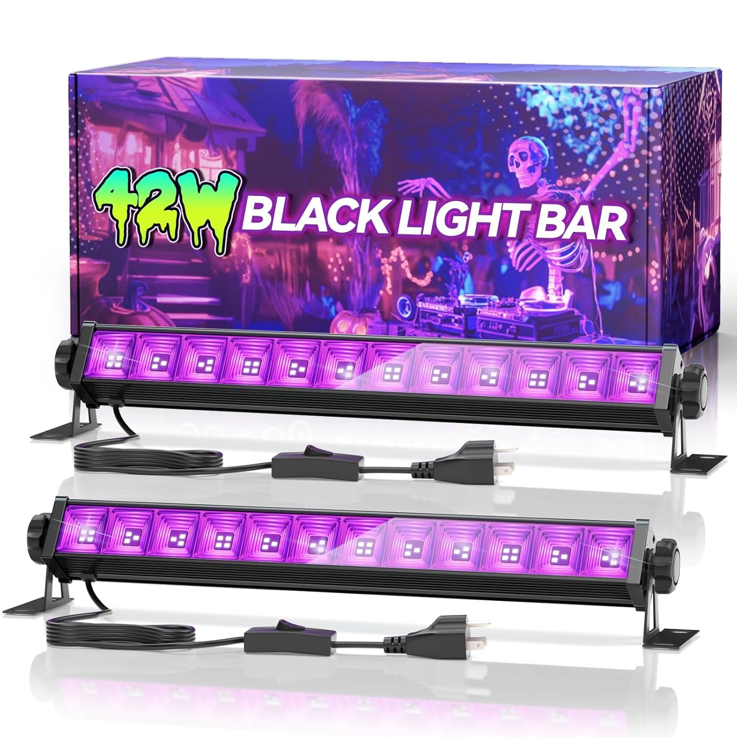 2 Pack 42W LED Black Light Bar, Blacklight with 6FT Cord+Switch+Plug, Glow in Th gallery