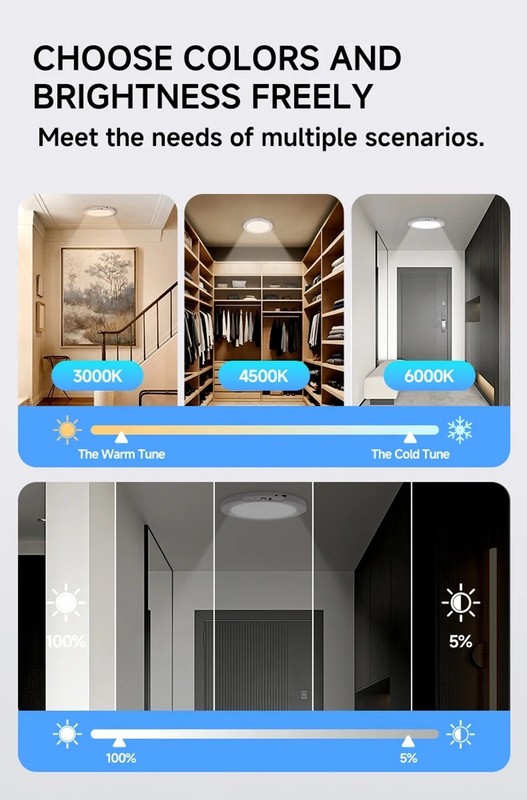 Rechargeable Motion Sensor Wireless Magnetic Ceiling Lamp Closet Hallway Light gallery