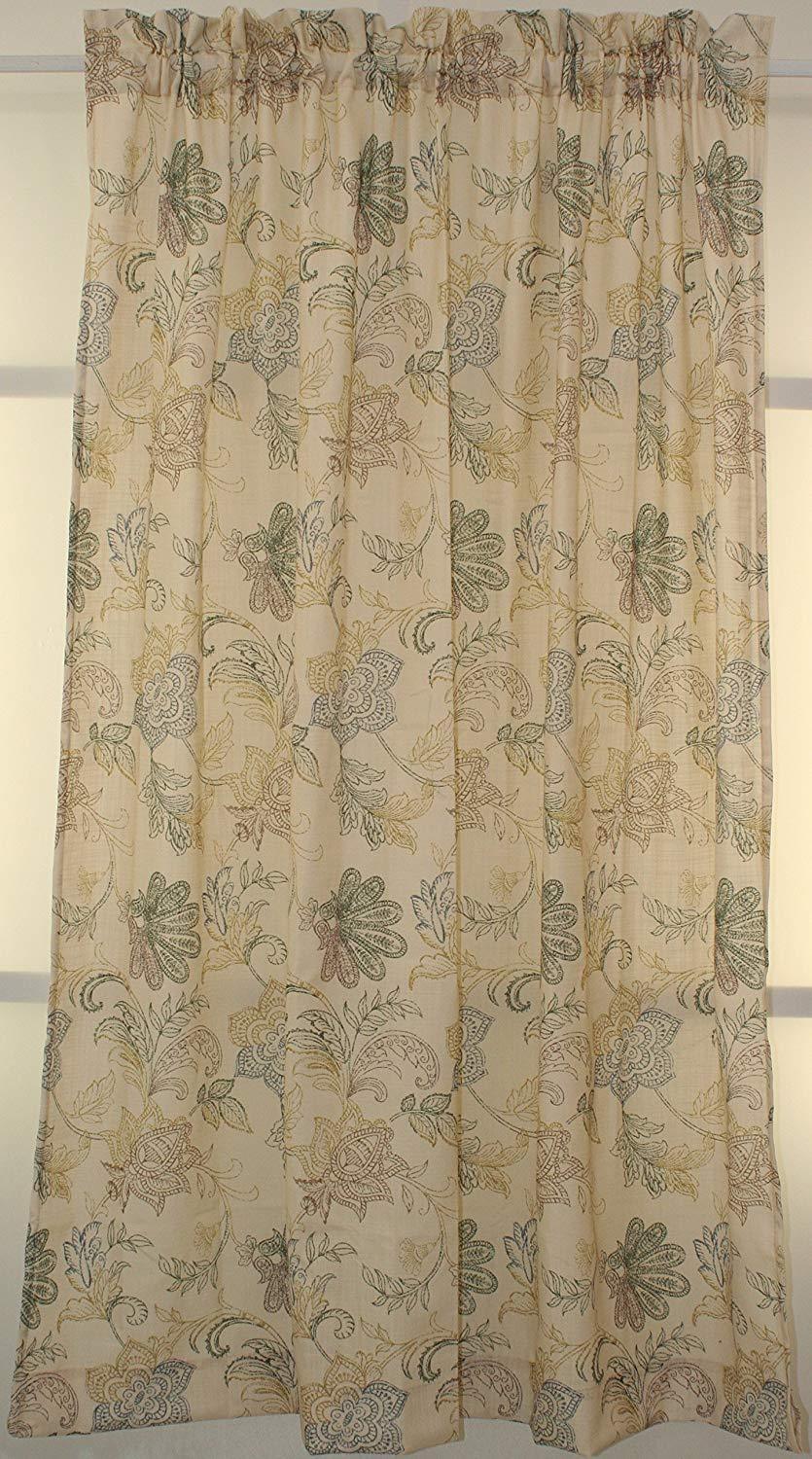 STUNNING Embroidered Providence Scroll Panel OR Valance Paisleys Ferns Foliage gallery