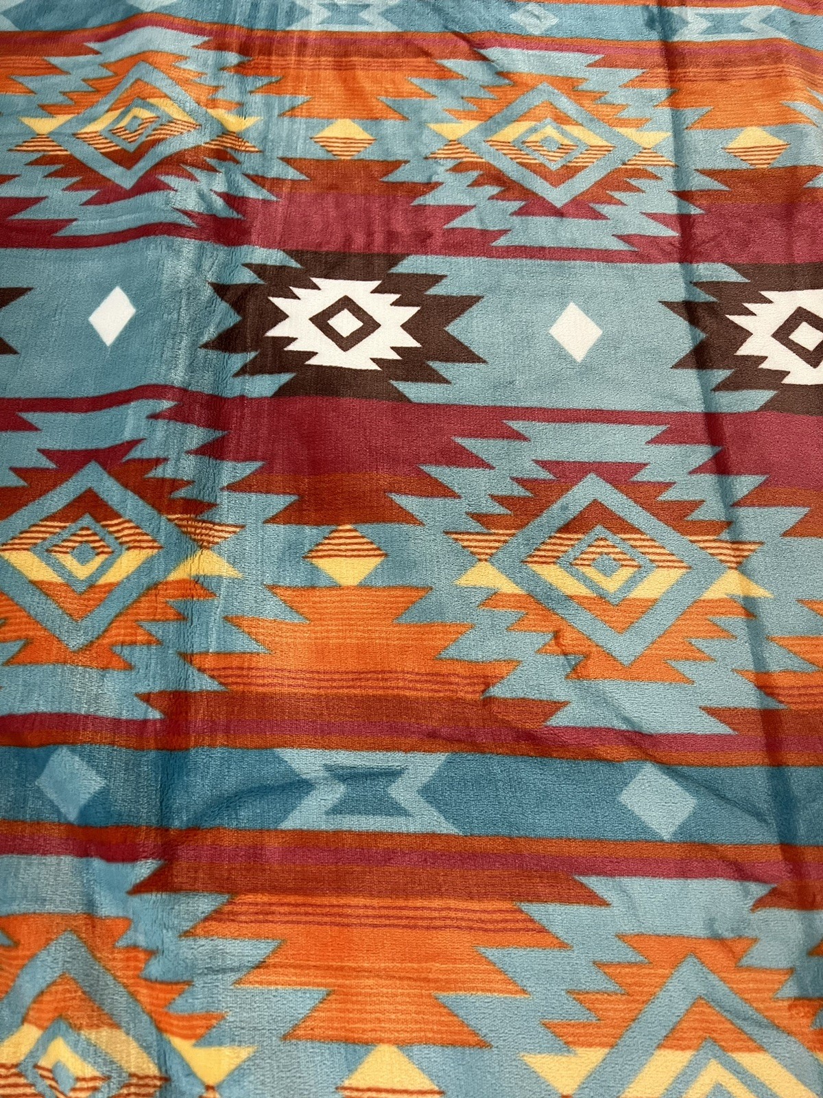 Native American Style 2 Ply Plush Reversible Blanket Sz Queen Sky Blue Stunning gallery