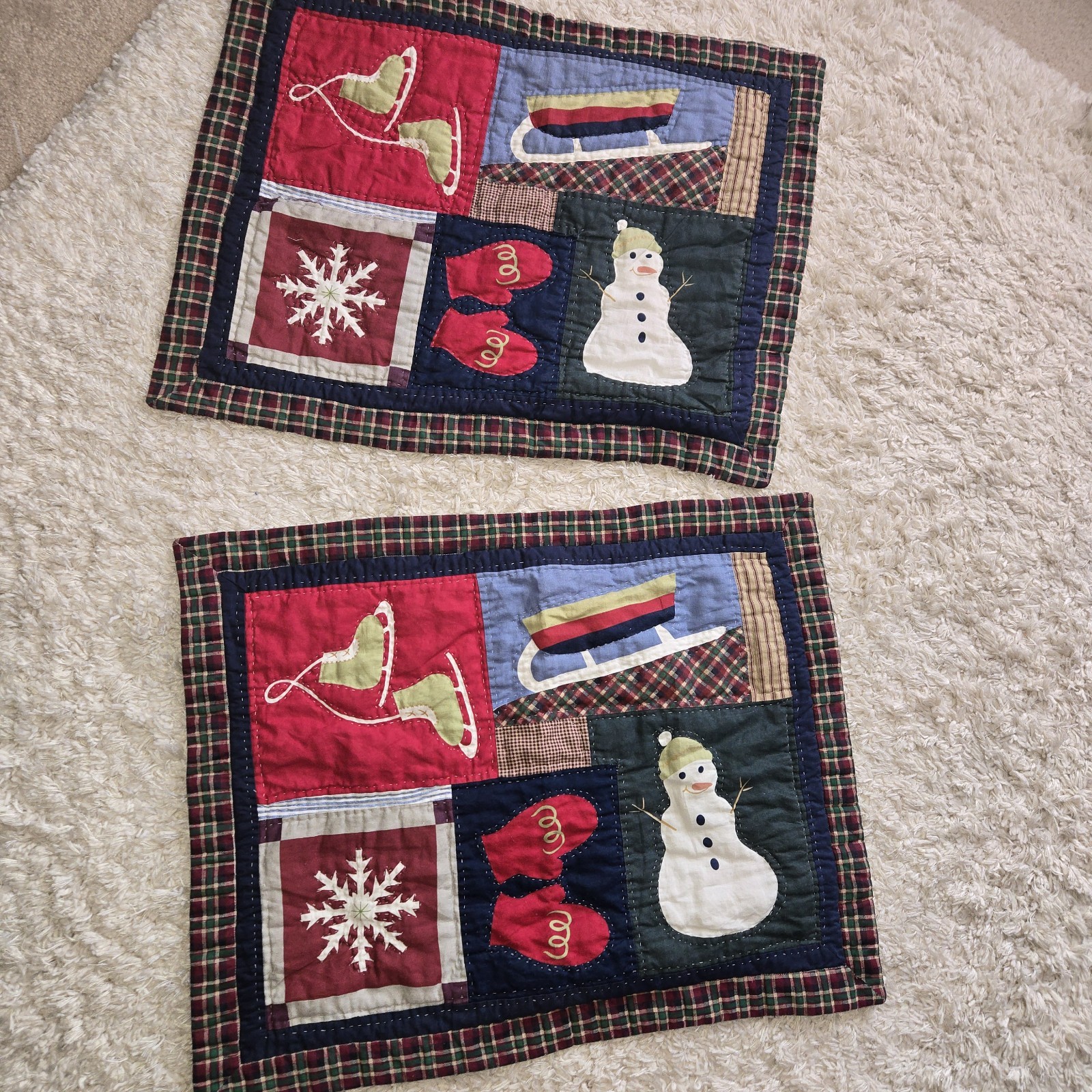 Christmas Quilt Shams x2 Lodge Patchwork * See Details gallery