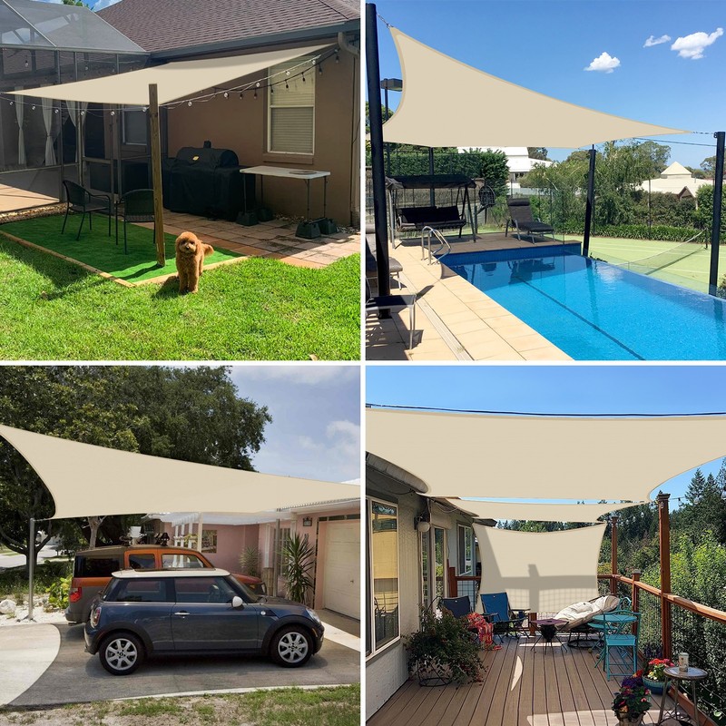 5-24ft Beige Rectangle Waterproof Sun Shade Sail Shelter Cover for Canopy Pool gallery