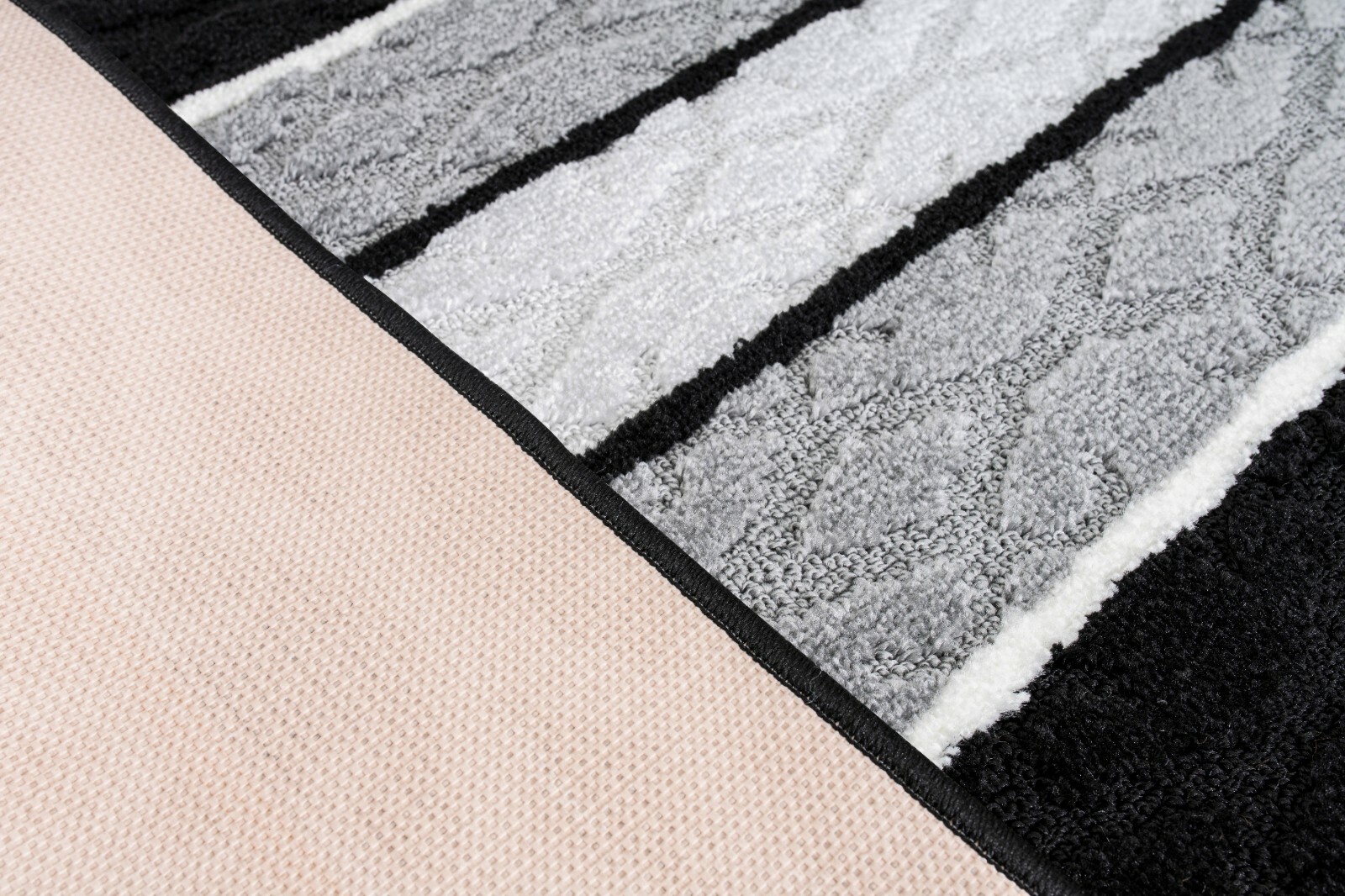 Custom Size Hallway Kitchen Runner Rug, Non Slip Backing, Black-Grey-Silver gallery