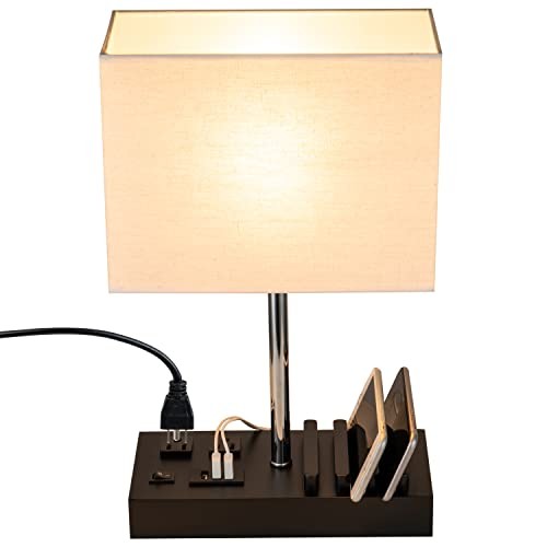 Upgraded 3 USB Table Lamp with 2 USB A & C USB C +2 USB A +2 AC Outlets
