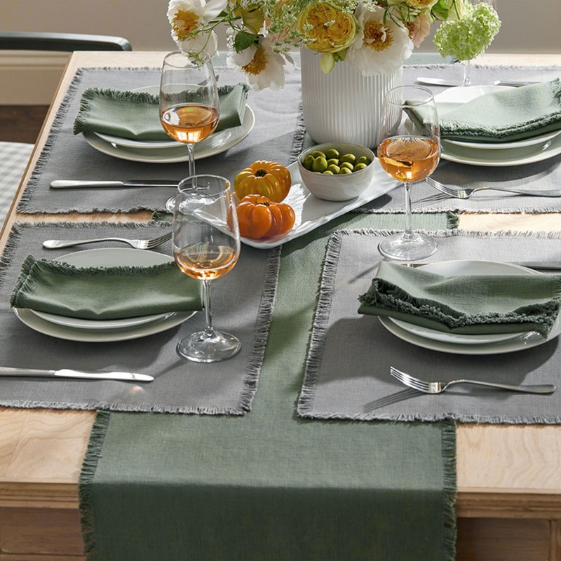 Solid Fringe Table Runner - Moss Green, 16 in. x 108 in.... gallery