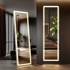 Curved/rectangular LED full-length mirror Floor-length full-length mirror