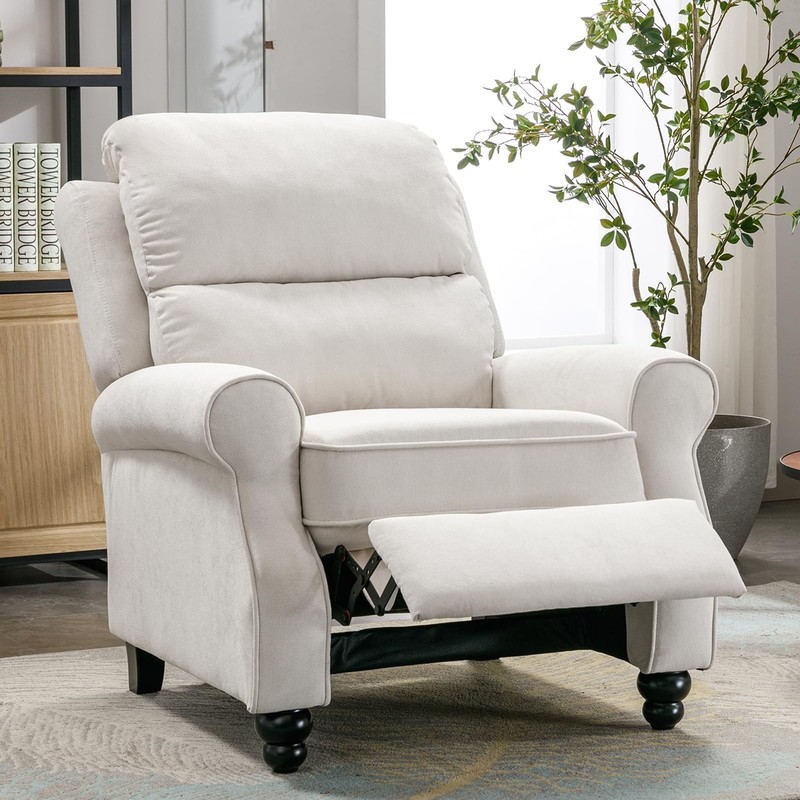 EBELLO Pushback Recliner Chair, Single Sofa Chair w/ Padded Seat Solid Wood Legs gallery