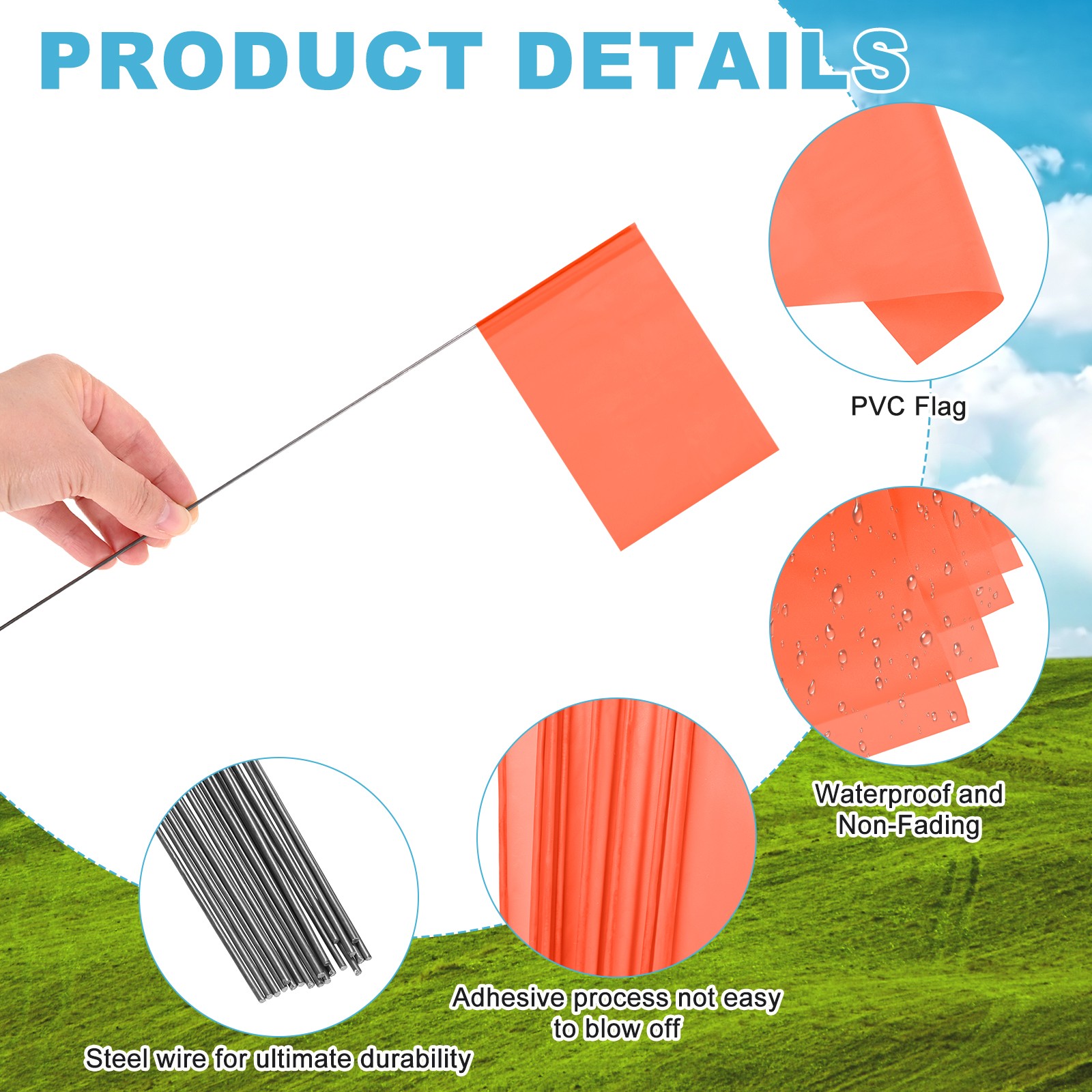 10-Pack 21x2.5x3.5 Inch Blank Marking Flags for Lawn/Yard/Irrigation [Orange] gallery
