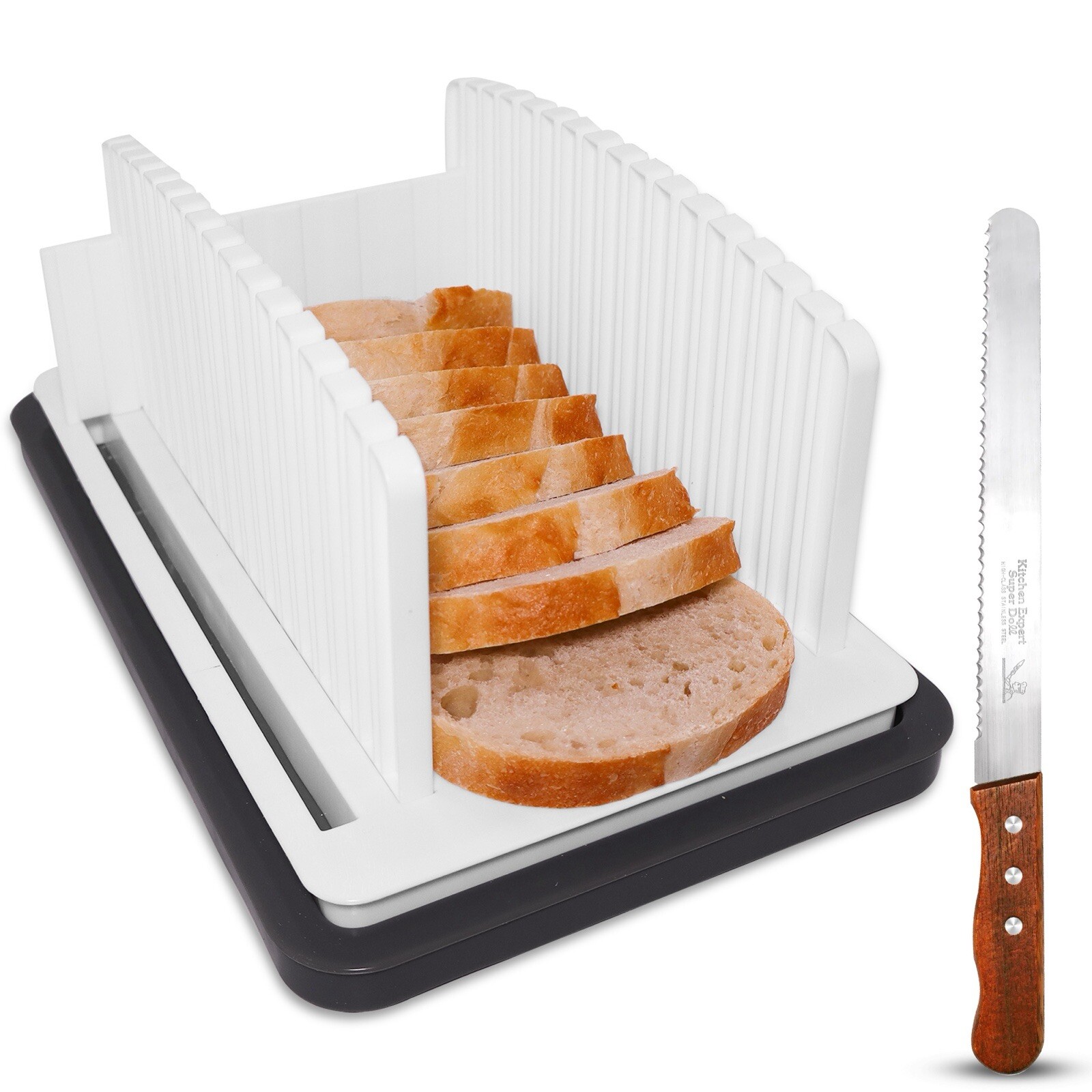 SliceElite Bread Slicer Guide With Bonus Bread Knife gallery