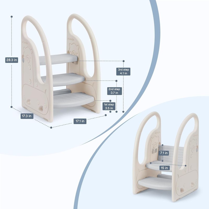 Adjustable Toddler Step Stool - 3 Steps for Easy Kitchen & Potty Training Access gallery