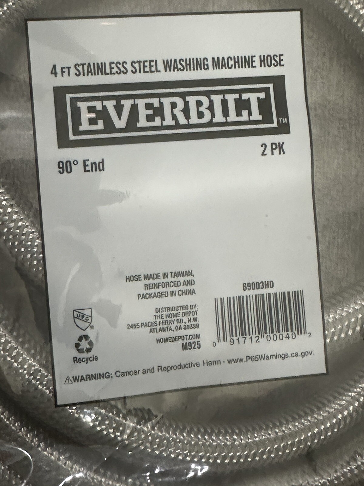 Everbilt 4 ft. Polymer Coated Stainless Steel Washing Machine Connector (2-Pack) gallery