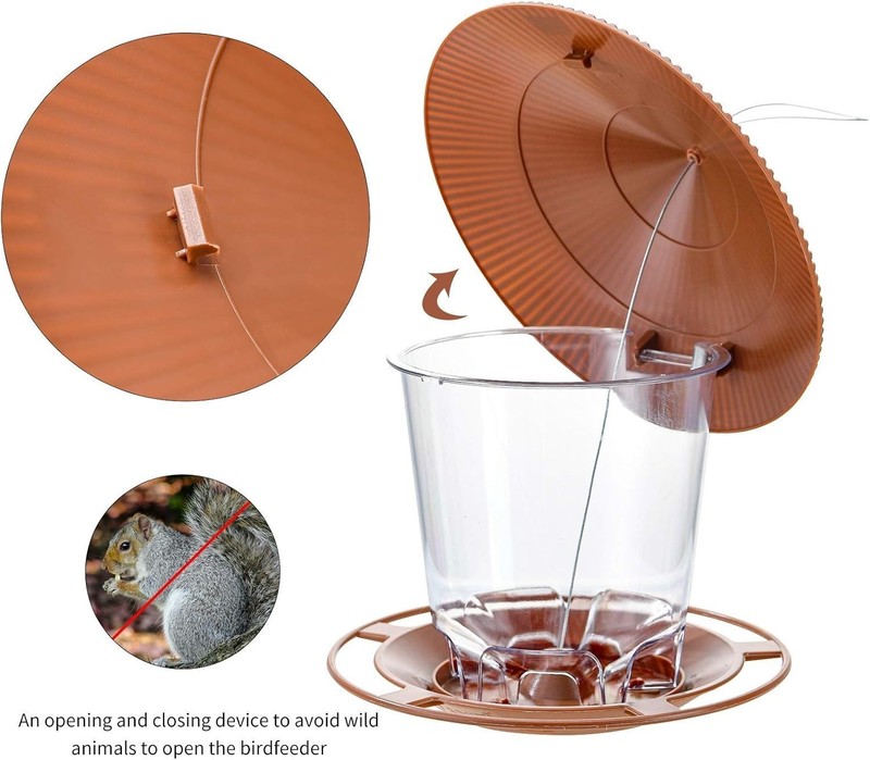 Hanging Bird Feeder Squirrel Proof for Outdoor Wild Bird Seed, Brown gallery