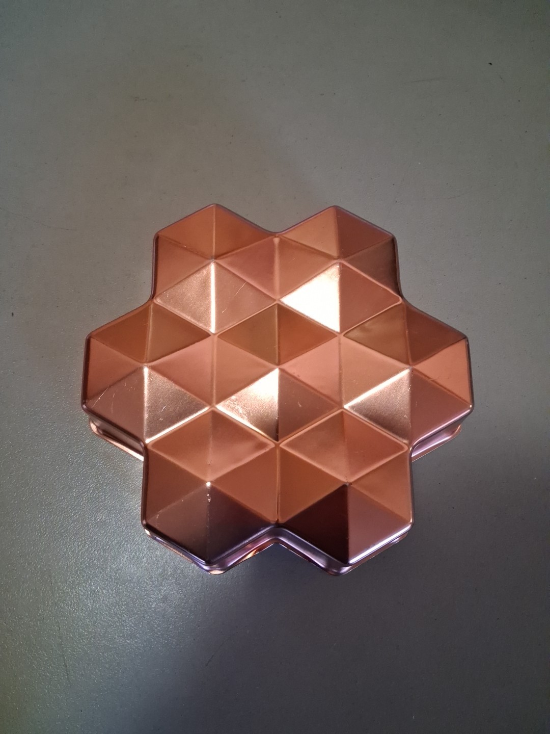 Copper Colored Aluminum Cake Pan Jello Mold Snowflake Shaped Vintage gallery