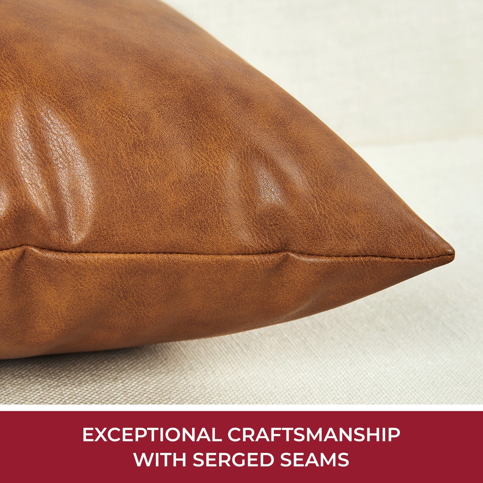 Mellanni Decorative Faux Leather Throw Pillow Covers, All sizes gallery