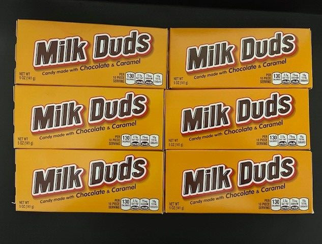 MILK DUDS Chocolate and Caramel Candy Boxes 5 oz each - {LOT OF 6 BOXES} gallery