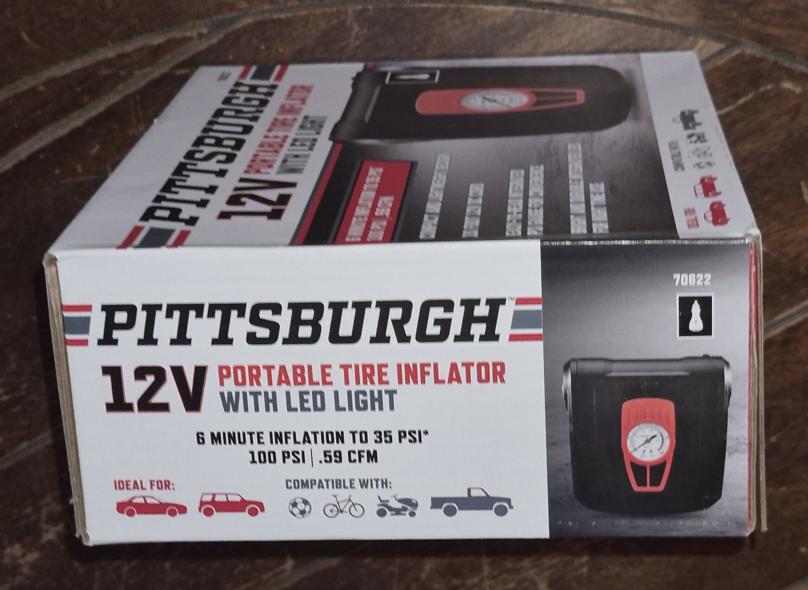 Pittsburgh 12V Portable Inflator with LED Light *Compact & Lightweight* #70622 gallery