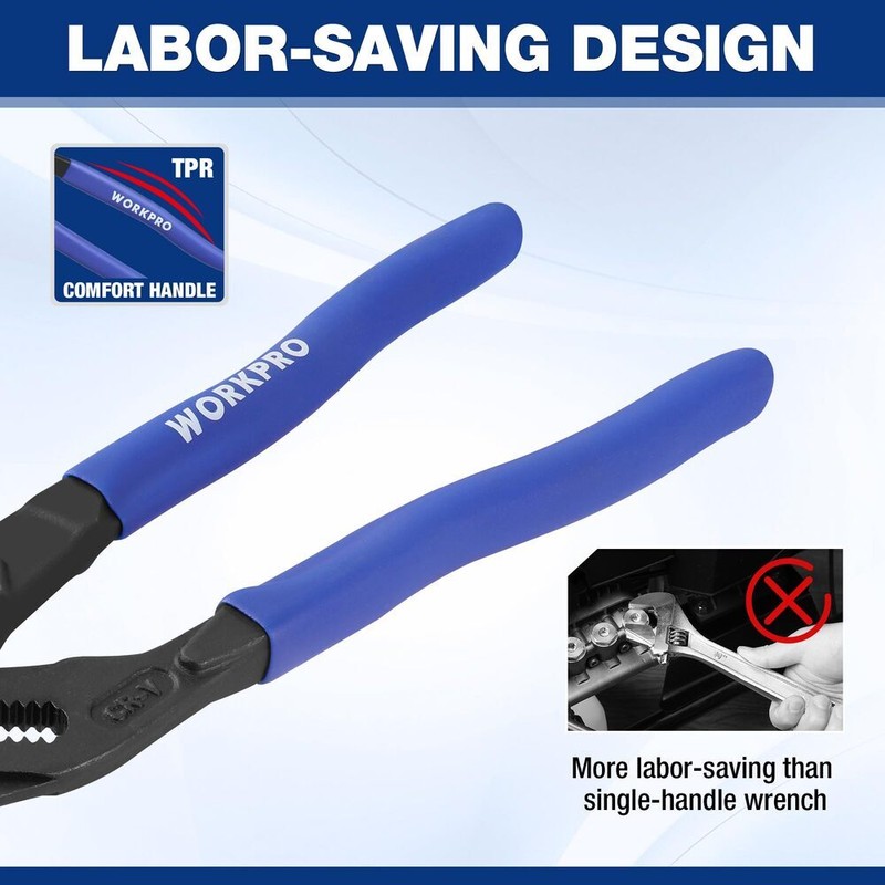 WORKPRO 10" Plier Wrench Adjustable Parallel Smooth Jaw Pliers CR-V Construction gallery