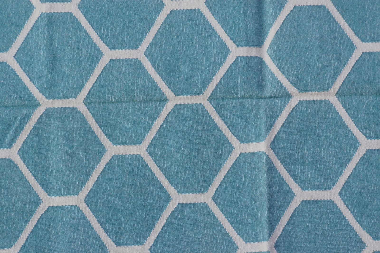 Rugmoda Cotton Blue Geometric Honeycomb 3x5 ft Area Rug for Living Room Rug gallery
