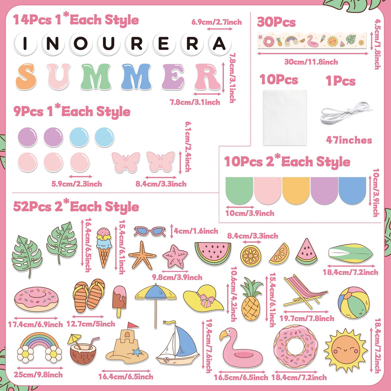 Summer Bulletin Board Decorations 126Pcs, in Our Summer Era Cutouts Border Tr... gallery