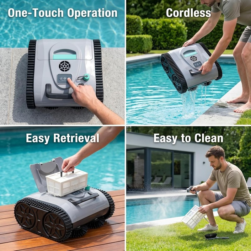 Hinice Cordless Pool Cleaner Robot for Wall & Waterline Cleaning PC03 To 3,600' gallery