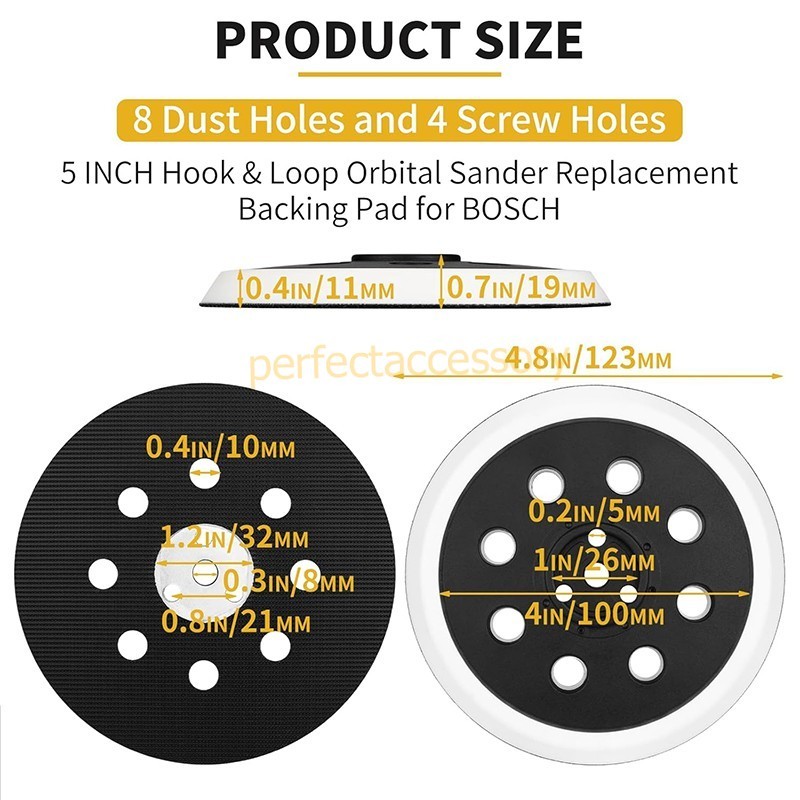 1-2PCS 5" 8Hole Hook&Loop Sander Pad For Bosch RS032 3107DVS 3725DVS 3725DEVS gallery
