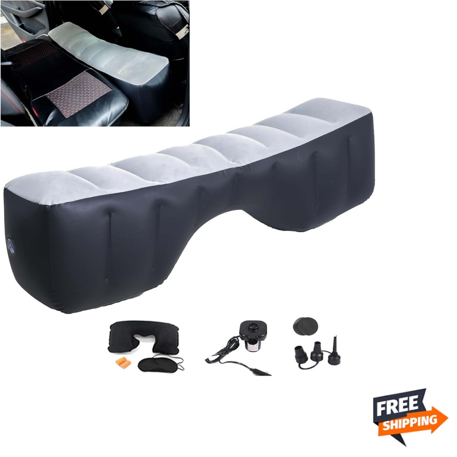 Inflatable Car Air Travel Mattress Back Seat Bed with Air Pump,51.2"×10.6"×14... gallery