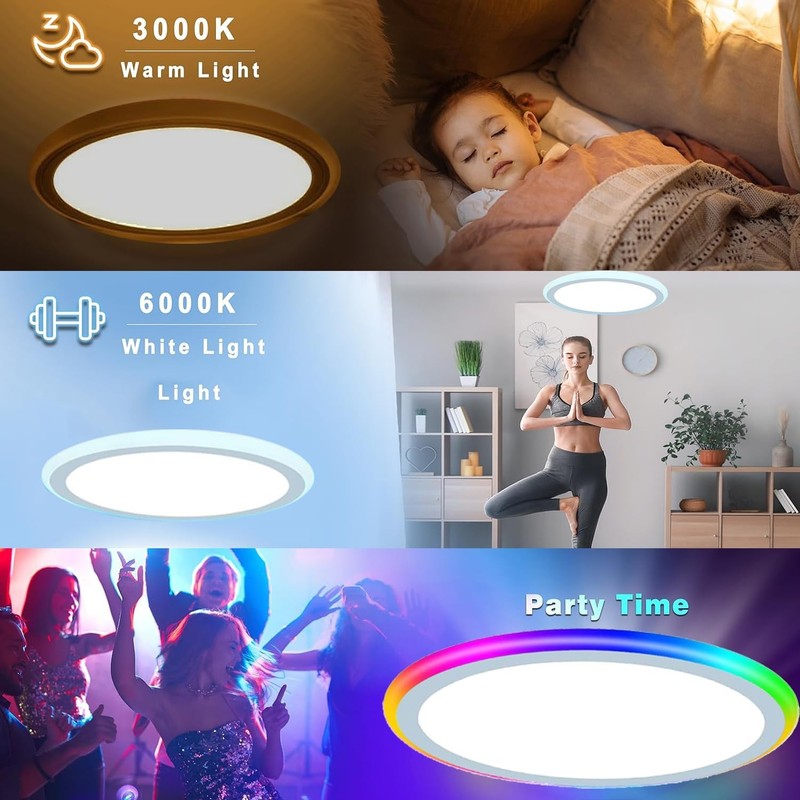 2Pack 13Inch Magic RGB Flush Mount Led Ceiling Light,34W 3400LM Dimmable with... gallery
