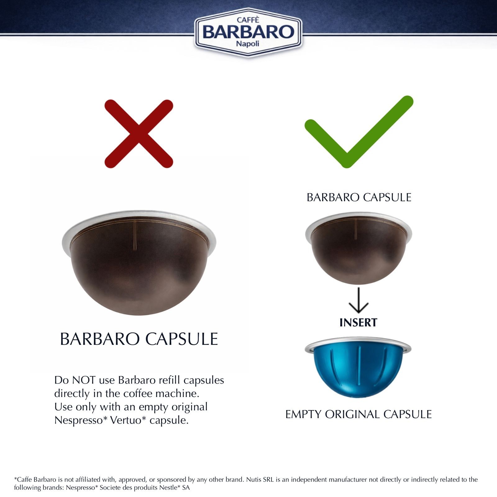 Barbaro Caffè Napoli Refill for Nespresso Vertuo Capsules – Miscela Intenso – 50 gallery