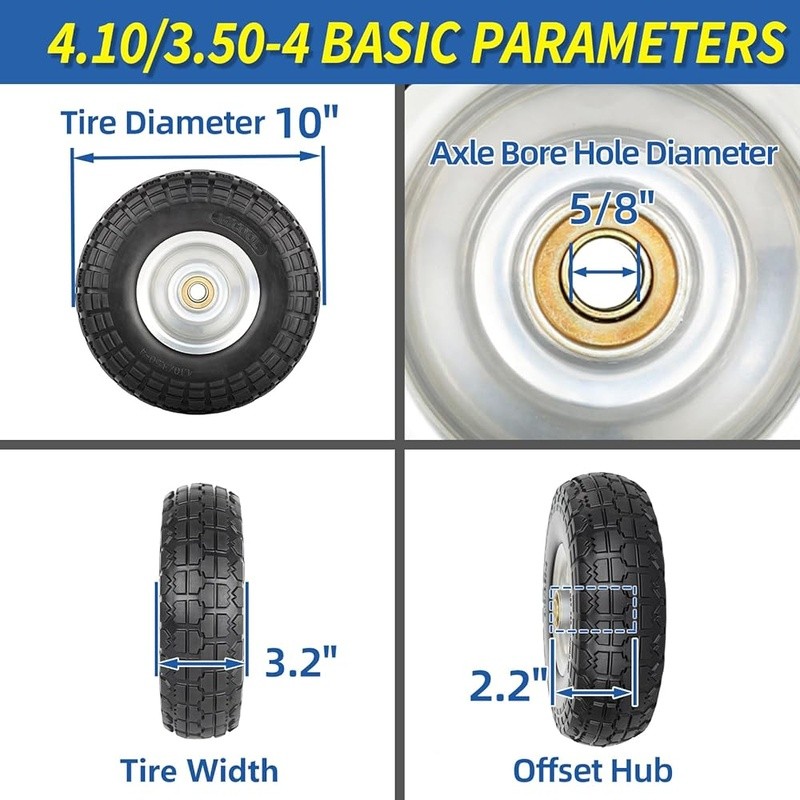 10 Inch Solid Tire Wheel Puncture Proof Airless Rubber Replacement Cart Trolley gallery