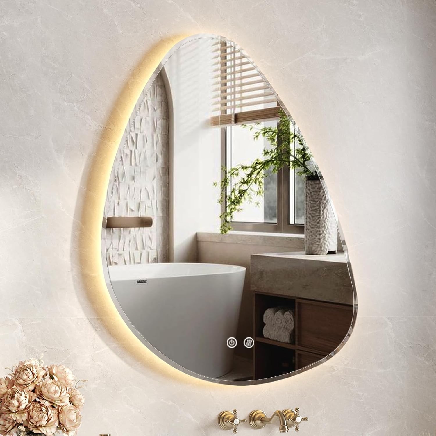 Irregular LED Bathroom Mirror 26x32 - Asymmetrical Vanity Mirror with Backlit & gallery